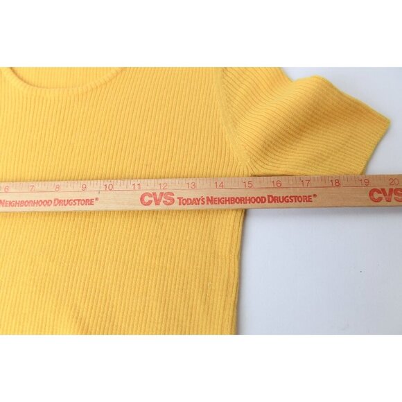 Vintage Deans Of Scotland Short Sleeve Sweater Women M Golden Yellow NEW 80's - Picture 8 of 10